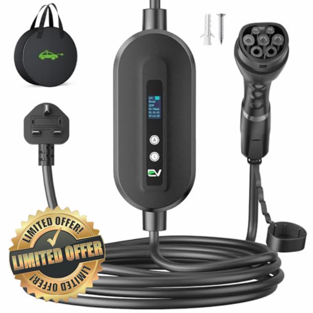 EVJUICION EV Charger Cable Type 2 to 3 Pin Plug 8M