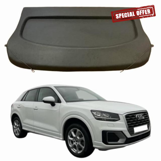 Car Parcel Shelf - Compatible with Audi Q2 2016-2024 | Sturdy Boot Cover with Cord for Extra Storage | Space Saving Car Accessories | Black | TCC Parcel Shelf Direc