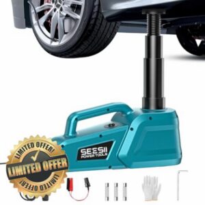 SEESII Electric Car Jack 12V: 5 Ton Hydraulic Car Jack with Remote Control & LED Light