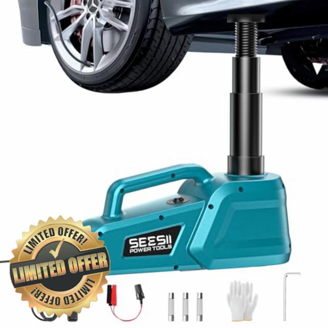 SEESII Electric Car Jack 12V: 5 Ton Hydraulic Car Jack with Remote Control & LED Light