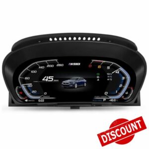 12.3 Inch HD Digital Gauge Cluster LCD Display Dashboard Player for BMW 5 Series E60 E61 X5 E70 X6 E71 CiC & CCC System Speedometer Replacement Instrument Panel 7-UI Steering Wheel Control Plug & Play
