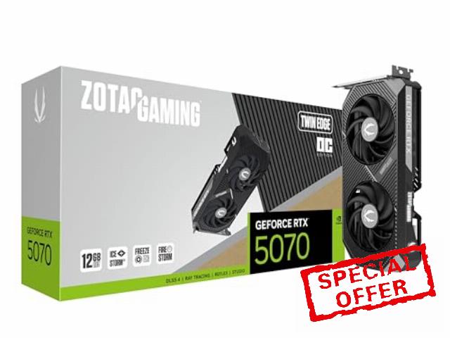 ZOTAC Gaming GeForce RTX 5070 Twin Edge OC DLSS 4 12GB GDDR7 192-bit 28Gbps PCIE 5.0 Gaming Graphics