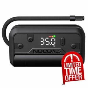 NOCO Air AL5: Cordless Tyre Inflator – Portable Rechargeable Air Compressor with USB-C – 17 LPM Inflates 0–40 PSI in 7 Minutes – Digital Gauge + Auto-Shutoff – for Tyres up to 31-Inches