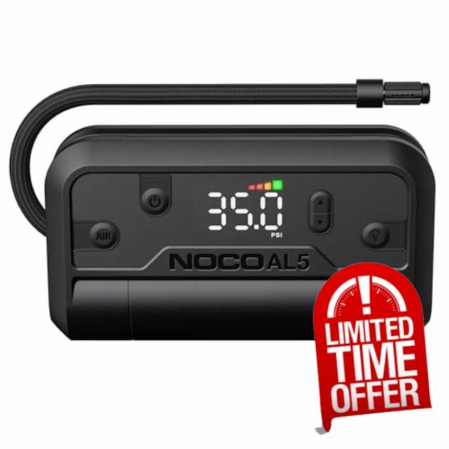 NOCO Air AL5: Cordless Tyre Inflator – Portable Rechargeable Air Compressor with USB-C – 17 LPM Inflates 0–40 PSI in 7 Minutes – Digital Gauge + Auto-Shutoff – for Tyres up to 31-Inches