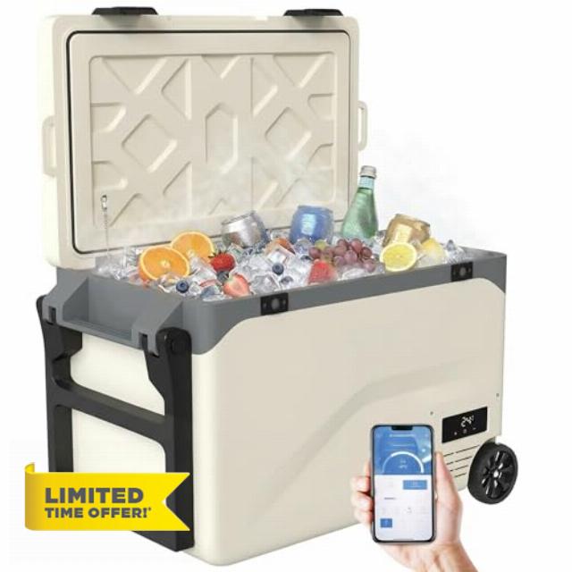 Outsunny 42.5L Compressor Car Fridge Freezer App Control 12V/240V Coffee           [Energy Class C]                                                  Camping Refrigerator