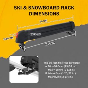 61cm Loading Width Fit 4 Pairs of Skis or 4 Snowboards