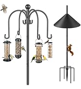 Bird Feeders Hanging Station, 224cm Bird Feeder Pole Heavy duty Bird Feeder Stand Hangers with Wa...