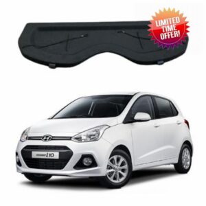 Car Parcel Shelf - Compatible with Hyundai i10 MK2 (2014-2018) | Sturdy Boot Cover with Clips and Cord for Extra Storage | Space Saving Car Accessories | Black