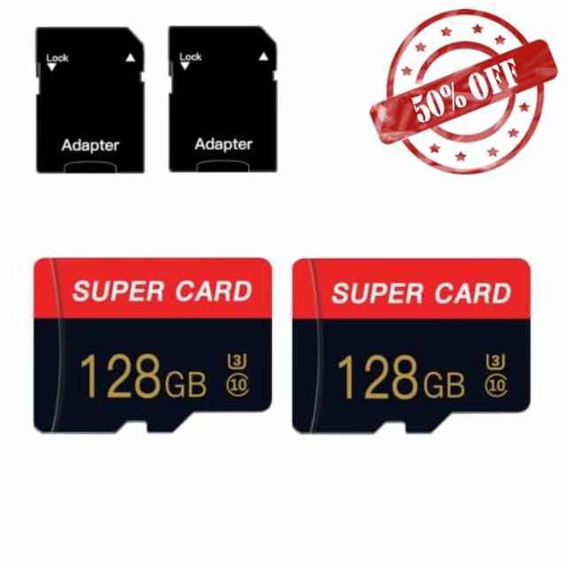 2 Pack 128GB Micro Sd Card Class 10 Memory Card with Adapter High Speed Mini SD Card for Smartphones/Camera/Tablet 2-Pack