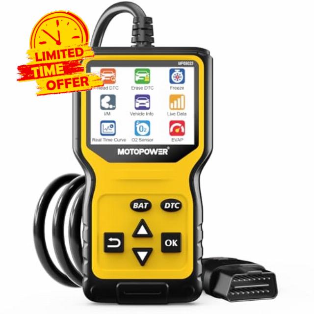 MOTOPOWER MP69033 Pro OBD2 Scanner Code Reader Check Engine Fault Light Diagnostic Scan Tool with Battery Teste