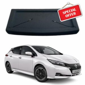 Car Parcel Shelf - Compatible with Nissan Leaf MK2 (2018-2024) Hatchback | Sturdy Boot Cover with Clips and Cord for Extra Storage | Space Saving Car Accessories | Black