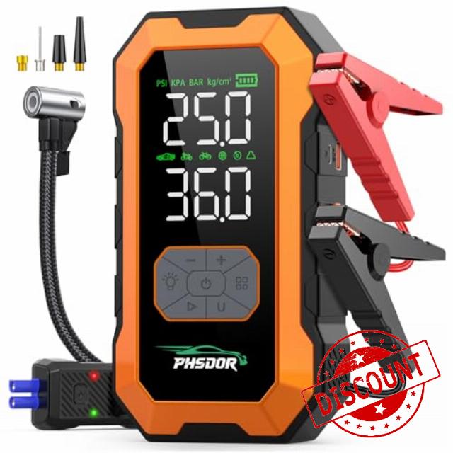 8000A Jump Starter Power Pack with Air Compressor