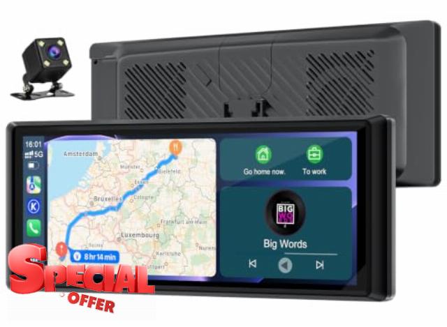 8.1" Wireless Car Play Screen with Reversing Backup Camera for Apple Carplay & Android Auto Carplay Screen Car Tablet with OTA Upgrade