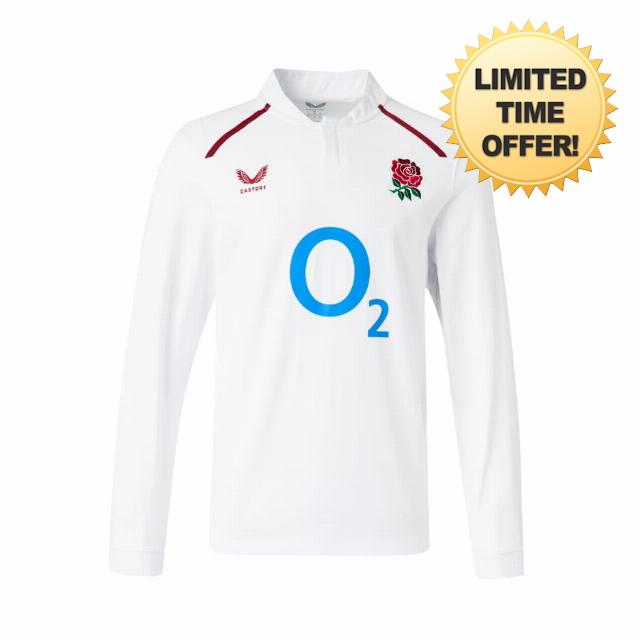 Castore England Rugby Men's Home Classic Long Sleeve Shirt