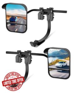 Caravan Mirrors for Car Clip on Towing Mirrors Caravan Wing Mirror Extensions Dual Convex Mirror with Clamps and Integrated Rain Deflector Universal Pai