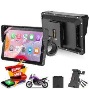 CARPURIDE W702RS Pro Motorcycle Carplay Screen with Radar BSD and BM05 Mount