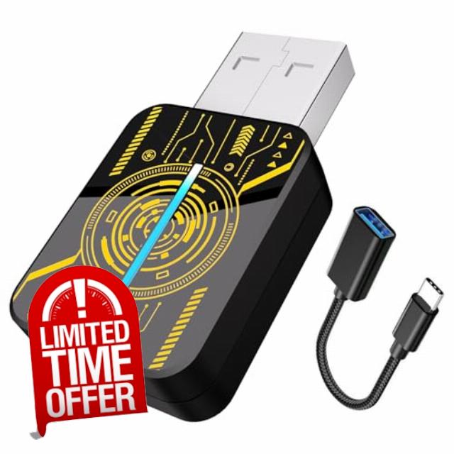 HEYINCAR+ Wireless CarPlay Adapter for iPhone/Andorid Auto - Convert Wired to Wireless CarPlay