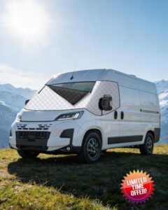 Van Windscreen Protector Aluminium Ducato Thermal Screen Cover Campervan Windscreen Cover with Zips External Waterproof Frost with Magnetic for P-eugeot Boxer C-itroen Relay X250/29