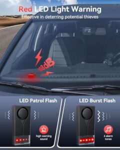 Anti-Theft LED Flashing Security Light Wireless Remote Vehicle Security Alert with 2pcs Alarm