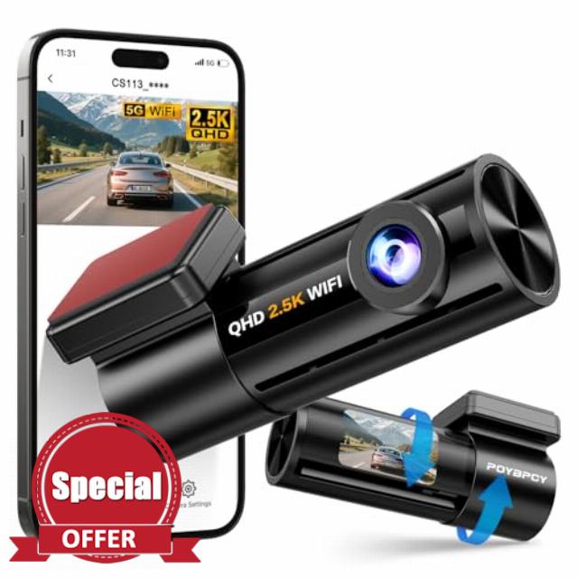 Dash Cam 2.5K Front Dash Camera for Cars with App 1440P WiFi Mini Dashcam 1.47" Display