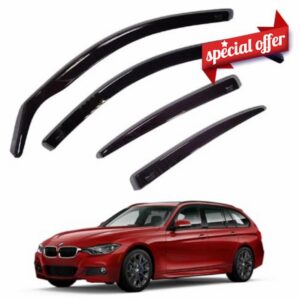 Team HEKO Wind Deflectors BMW 3 Series 2012-2019 F31 - Touring Compatible Front Rear Set of Window Deflectors Accessories UV Scratch Resistant In-Channel Fitting Air Ventilation Rain Protectio