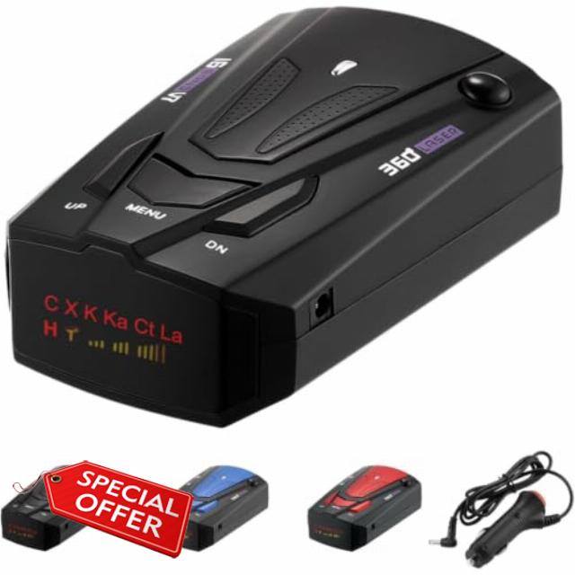 Speeder Pro Radar Detector with 360 Degree Voice Alerts for UK Driving (Black)