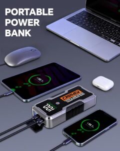 Portable Car Jump Starter Power Bank with Jump Leads and Fast Charging USB Ports