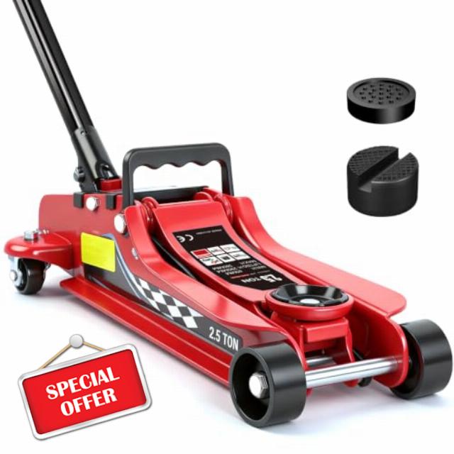LARBANKE 2.5 Ton Low Profile Hydraulic Trolley Jack – 85–380mm Lift Range – Hydraulic Car Jack with 2 Rubber Pads