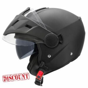 Zorax ZOR-629 Motorbike Open Face DVS Helmet With Removable Peak ECE 2206 Approved - Matt Black L(59-60cm)
