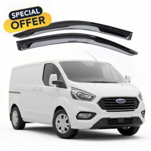 To Fit: Ford Transit Custom 2013 to 2023 Wind Deflectors Window Visors – 2-Piece External Fit Set