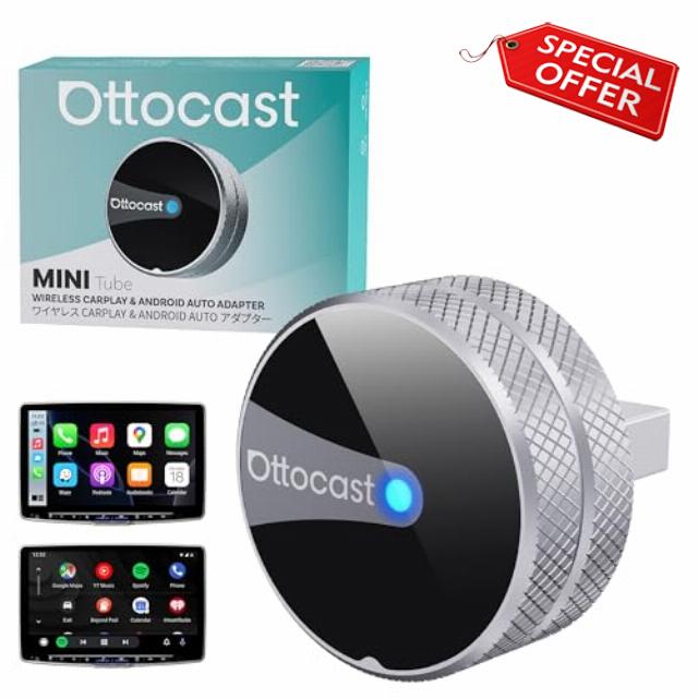 Ottocast Mini Tube 2026 Version Wireless CarPlay & Android Auto Adapter