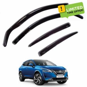 Team HEKO Wind Deflectors for Nissan Qashqai 2021- Front & Rear Set of Window Deflectors Accessories UV & Scratch Resistant Acrylic In-Channel Fitting ISO Certified Air Ventilation & Rain Protectio