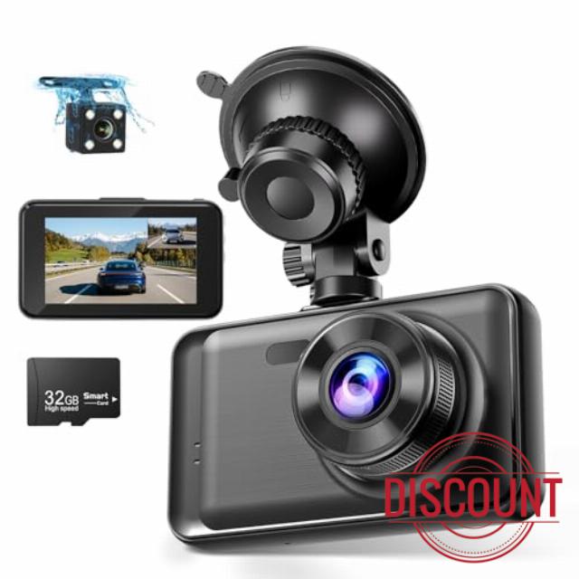 Dash Cam Front and Rear with 32GB SD Card 1080P FHD Dashcam for Car Dual Dashboard Camera with Night Vision