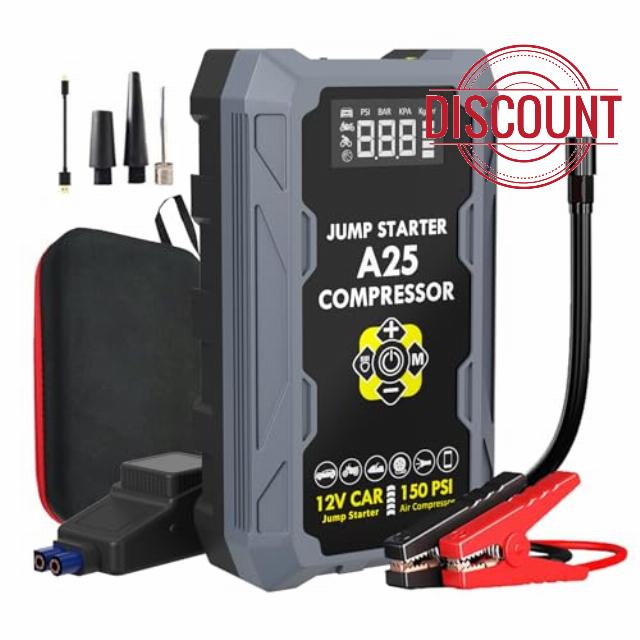 5000A Jump Starter Power Pack with 150PSI Air Compressor