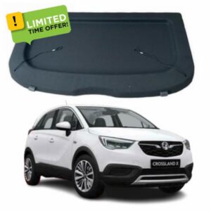 Car Parcel Shelf - Compatible with Vauxhall Crossland X (2017-2023) Hatchback | Sturdy Boot Cover with Clips and Cord for Extra Storage | Space Saving Car Accessories | Black