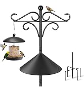 Bird Feeder Poles and Hangers, 2M Heavy Duty Bird Feeding Hanging Station Stand with base, Double...