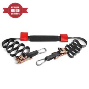 MOTO4U Universal Motorcycle Handlebar Tie Down Strap with Belt Tensioner Motorbike Front Wheel Tie Down Strap Front Wheel Transport Bar Tie Down in Red