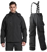 Men's Thermal Workwear Set: Softshell Jacket & Bib Trousers – Water-Resistant, Breathable, Windpr...