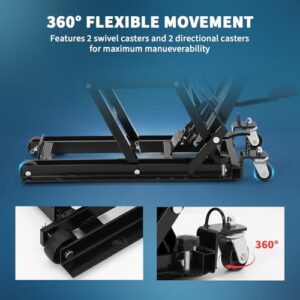 Non-Slip Platform & 4 Wheels - Adjustable 4.7"-14.57" Height - Garage & Workshop Stand - Black