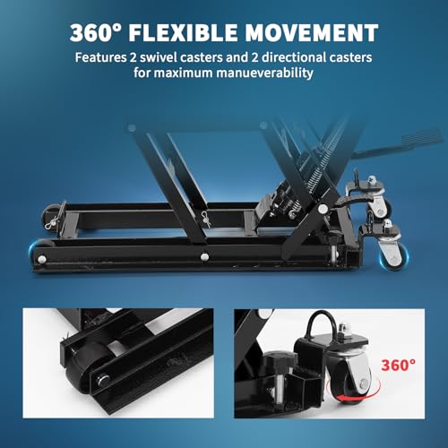 Non-Slip Platform & 4 Wheels - Adjustable 4.7"-14.57" Height - Garage & Workshop Stand - Black