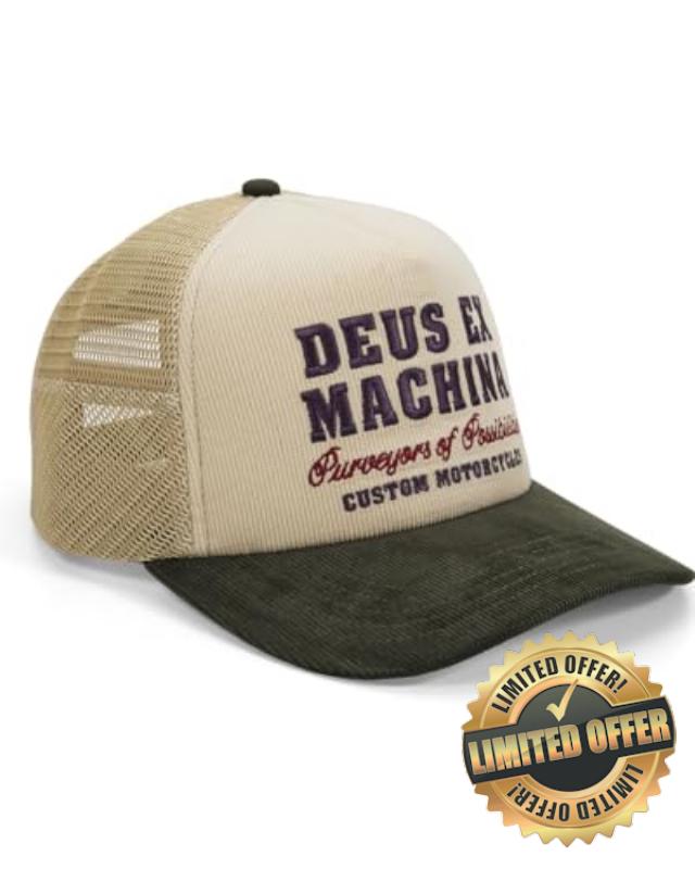 Deus Gumshoe Cord Trucker Cap - Cream