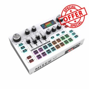 X7 External Live Sound Card Audio Mixer Board 16 Speeds for Live Streaming Karaoke Gaming 12 Special Effects 48V Mic