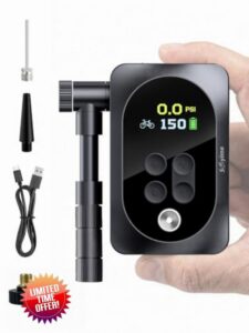 150PSI Electric Bike Pump with LED Light – Portable Cordless Bicycle Tire Inflator