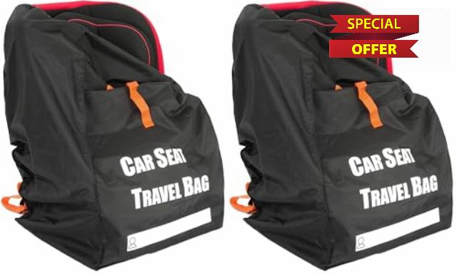 Car Seat Travel Bag - Waterproof Car Seat Backpack Strong Nylon Baby Seat Bag Carry On Backpacks for Airplanes Gate Check in (Pack of 2)