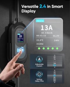 Portable Charging Cable with 2.4″ LED Screen