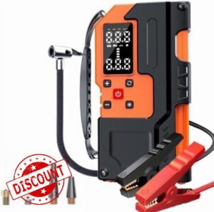 Zanbeel Multifunctional Professional 8000 MAh Digital Powerbank Car Battery Charger Jump Starter Cable and with Tire Inflator Air Pump