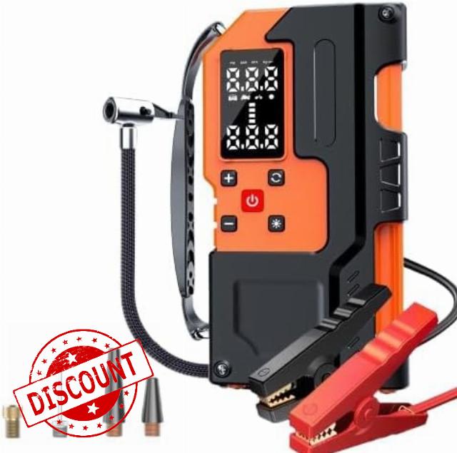 Zanbeel Multifunctional Professional 8000 MAh Digital Powerbank Car Battery Charger Jump Starter Cable and with Tire Inflator Air Pump