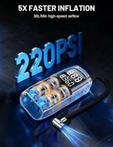 12V DC Electric Car Air Tyre Pump with Digital Pressure Gauge LED Lights