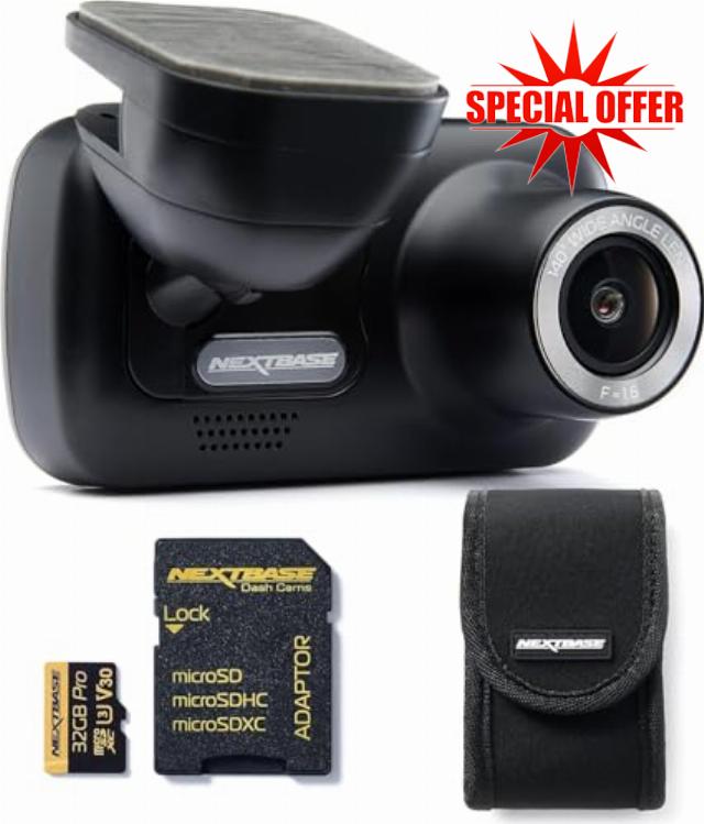 Nextbase 222 Dash Cam with 32GB SD Card + Carry Case - 1080p/30fps HD 140° Recording - Car Camera Dash Cam with Intelligent Parking