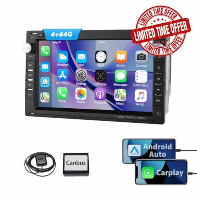 ESSGOO 4+64G Android 15 Wireless CarPlay Android Auto Car Stereo Radio for VW Polo MK3/4 9N Golf 4 Passat B5 T5 Seat Skoda
